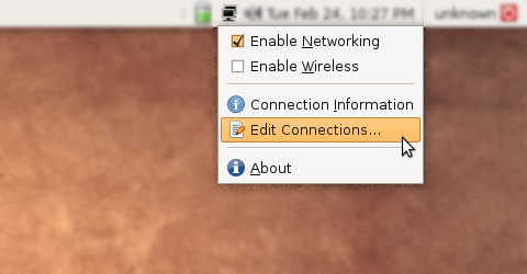 Network Manager -> Edit Connections